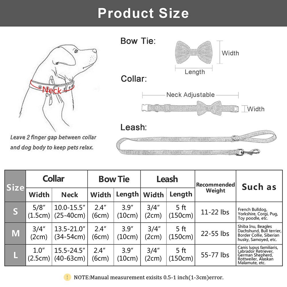 Ljusblått Hundhalsband med fluga